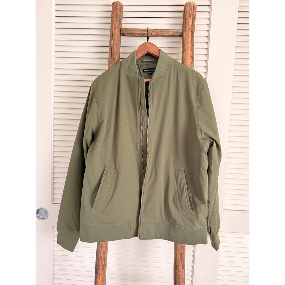 Banana Republic Women Olive Green Bomber Jacket Full Zip Size Medium